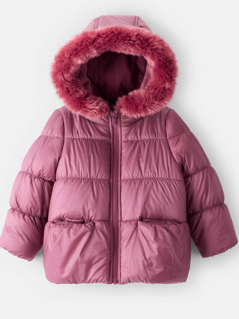 Carter's Dusty Rose Puffer Jacket with Faux Fur Hood
